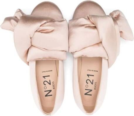 Nº21 Kids Satijnen ballerina's met strikdetail Beige