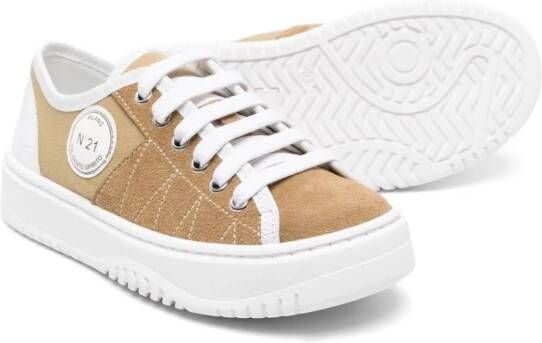 Nº21 Kids Sneakers met logopatch Beige