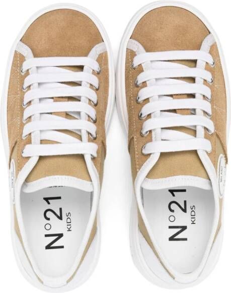 Nº21 Kids Sneakers met logopatch Beige