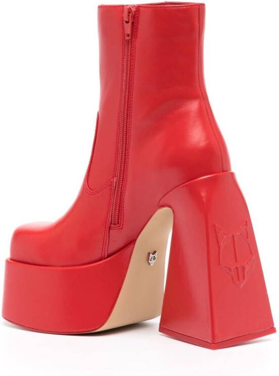 NAKED WOLFE Jane laarzen met plateauzool Rood