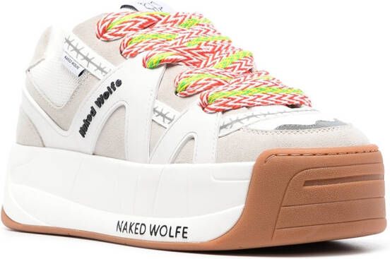 NAKED WOLFE Slide sneakers met plateauzool Wit