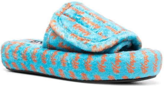 Natasha Zinko Happy slippers met klittenband Blauw