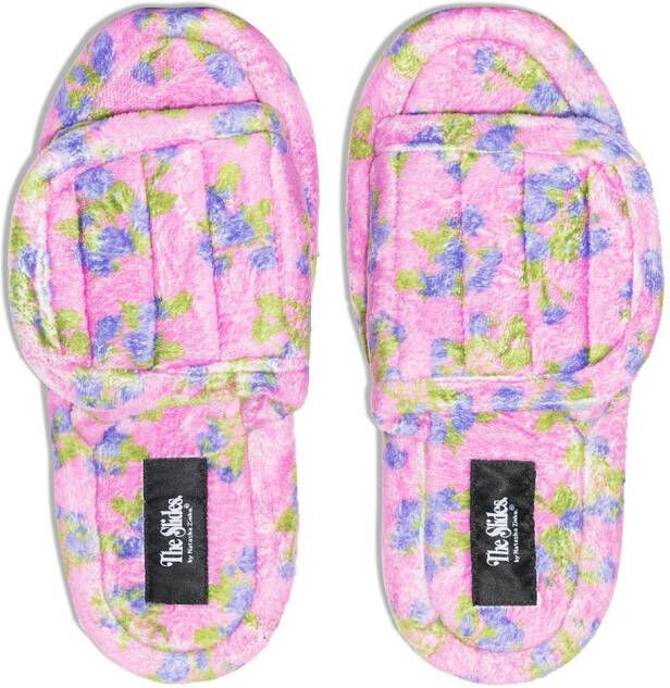 Natasha Zinko Slippers met geborduurde bloemen Roze