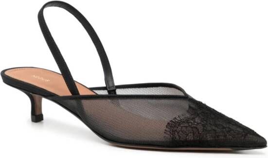 NEOUS 40 mm slingback pumps met kant Zwart