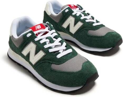 New Balance 574 suède sneakers met vlakken Groen