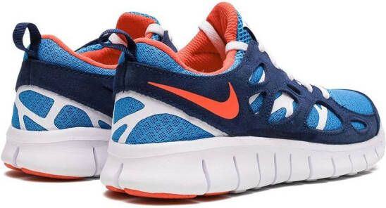 Nike Kids "Free Run 2 Light Photo Blue Orange sneakers" Blauw