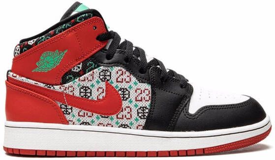 Nike Kids Teen Jordan 1 Mid "Ugly Christmas Sweater" sneakers" Wit