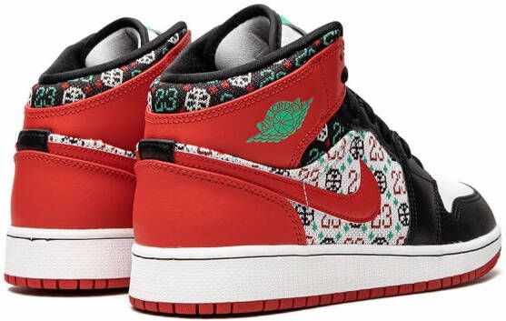 Nike Kids Teen Jordan 1 Mid "Ugly Christmas Sweater" sneakers" Wit