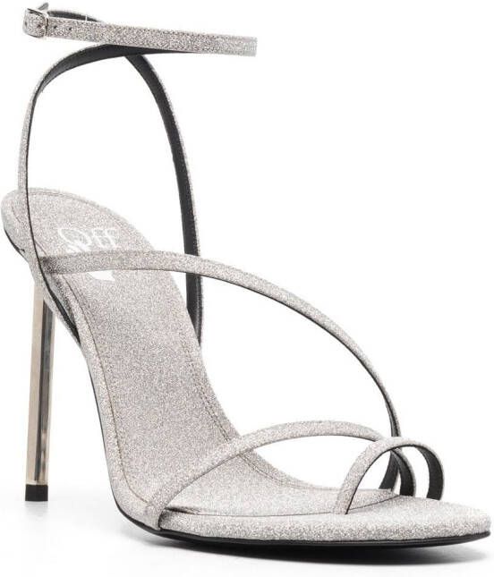 Off-White Allen leren sandalen Zilver