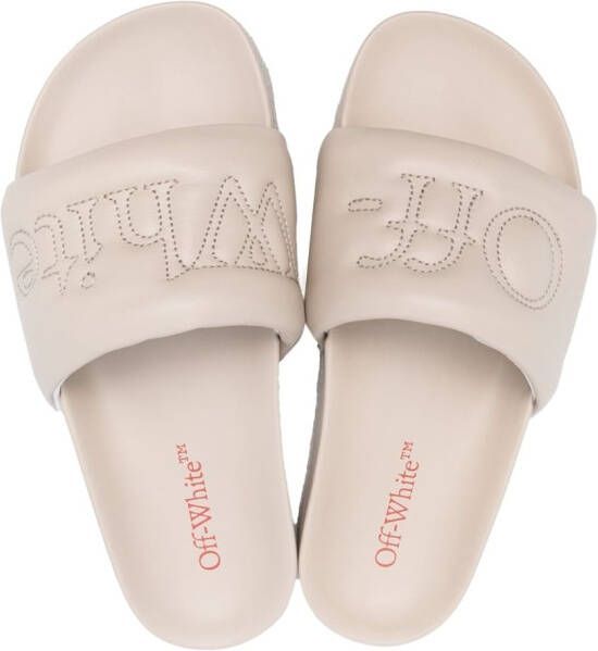 Off-White Slippers met geborduurd logo Beige