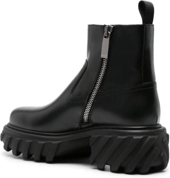 Off-White Exploration Motor leren laarzen Zwart