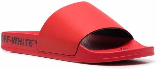 Off-White Industrial slippers met logo Rood