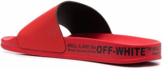 Off-White Industrial slippers met logo Rood