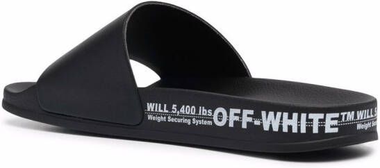 Off-White Industrial slippers met logoprint Zwart
