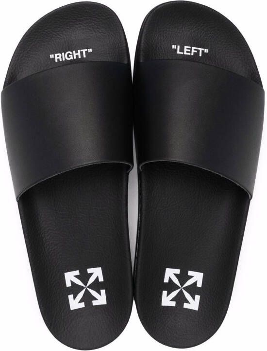 Off-White Industrial slippers met logoprint Zwart