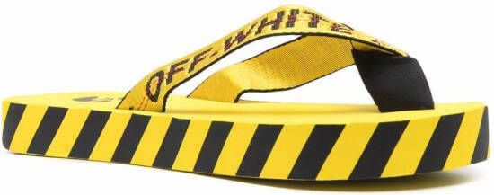 Off-White Industrial teenslippers met diagonale streep Geel