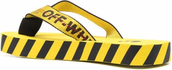 Off-White Industrial teenslippers met diagonale streep Geel