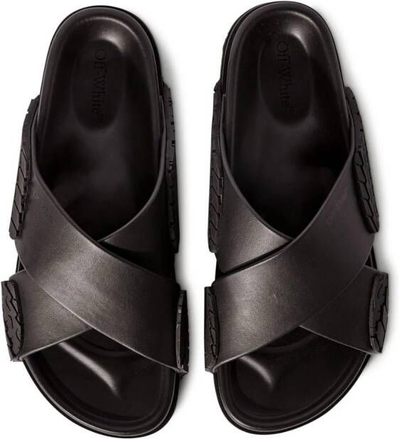 Off-White Leren slippers Zwart