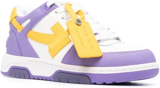 Off-White Out Of Office leren sneakers PURPLE YELLOW