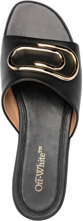 Off-White Paperclip leren sandalen Zwart