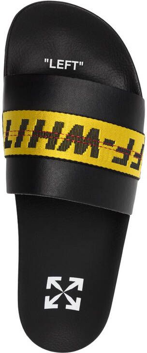 Off-White Slippers met cargo logo Zwart