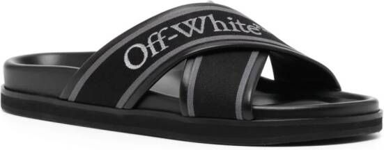 Off-White Slippers met geborduurd logo Zwart