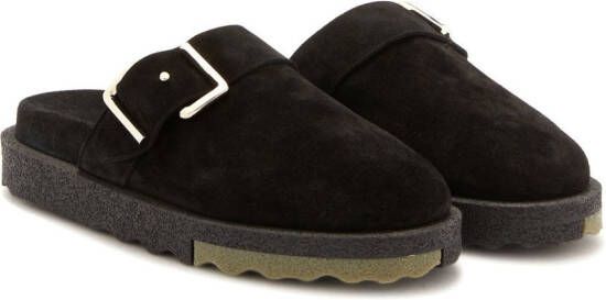 Off-White Suède slippers Zwart