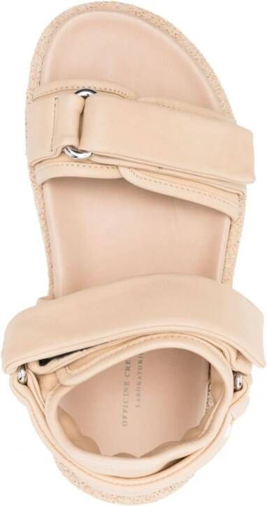 Officine Creative Inner leren sandalen met klittenband Beige