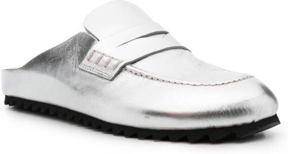 Officine Creative Metallic slippers Zilver