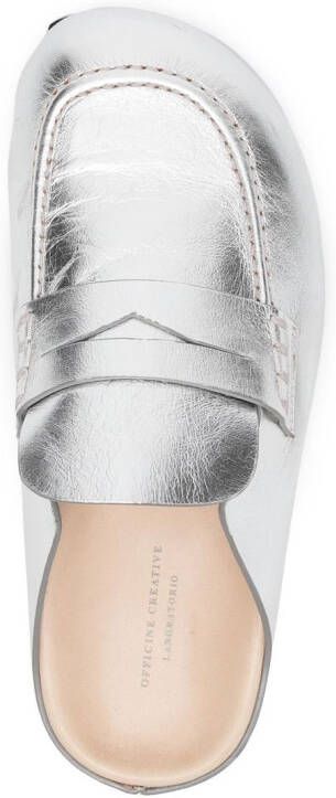 Officine Creative Metallic slippers Zilver