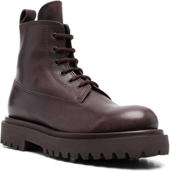 Officine Creative Wisal combat boots met veters Bruin