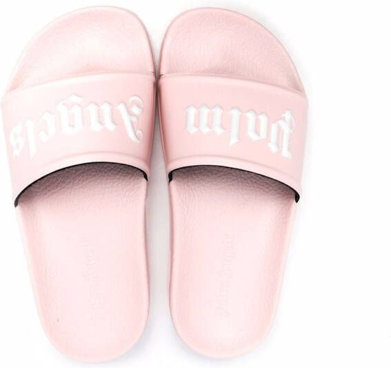 Palm Angels Kids Badslippers met logo-reliëf Roze