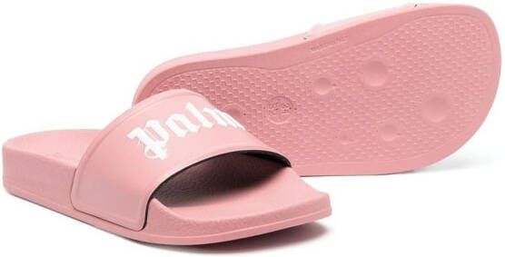 Palm Angels Kids Slippers met logoprint Roze