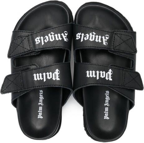 Palm Angels Kids Sandalen met logoprint Zwart