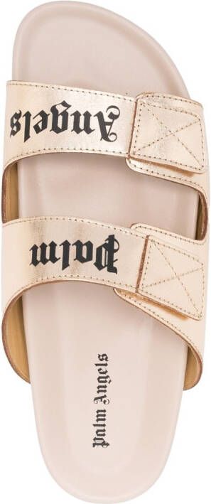 Palm Angels Slippers met logoprint Goud