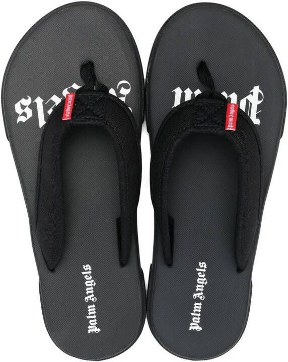 Palm Angels Slippers met logo Zwart