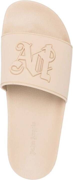 Palm Angels Slippers met monogram-reliëf Beige