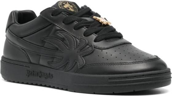 Palm Angels Palm Beach University leren sneakers Zwart