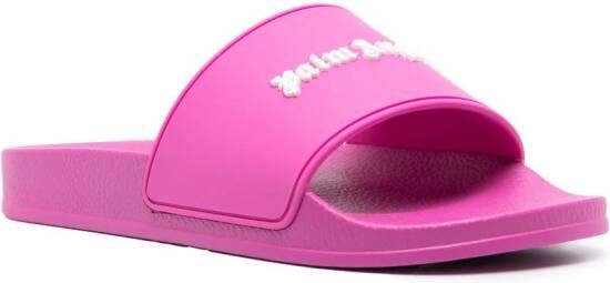 Palm Angels Slippers met logo-reliëf Roze