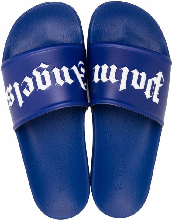 Palm Angels Slippers met logoprint Blauw