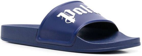 Palm Angels Slippers met logoprint Blauw