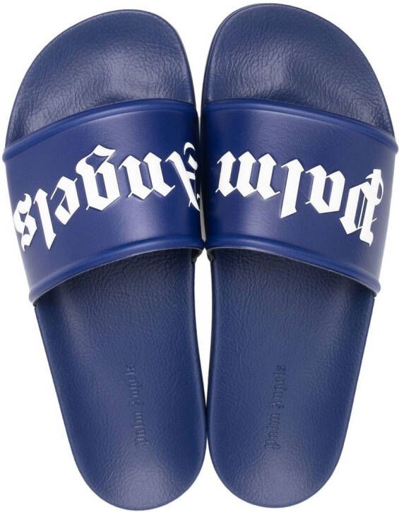 Palm Angels Slippers met logoprint Blauw