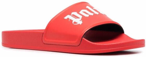 Palm Angels Slippers met logoprint Rood