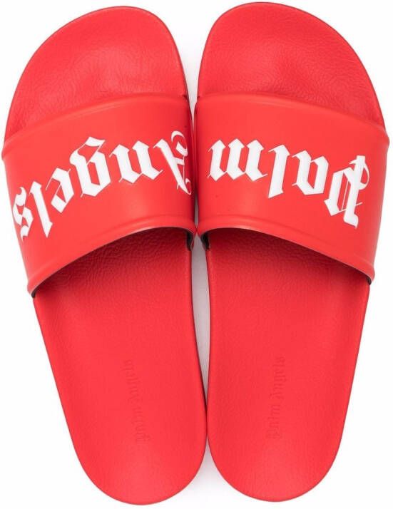Palm Angels Slippers met logoprint Rood
