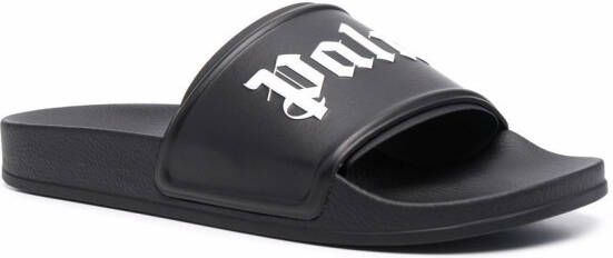 Palm Angels Slippers met logoprint Zwart