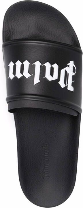 Palm Angels Slippers met logoprint Zwart