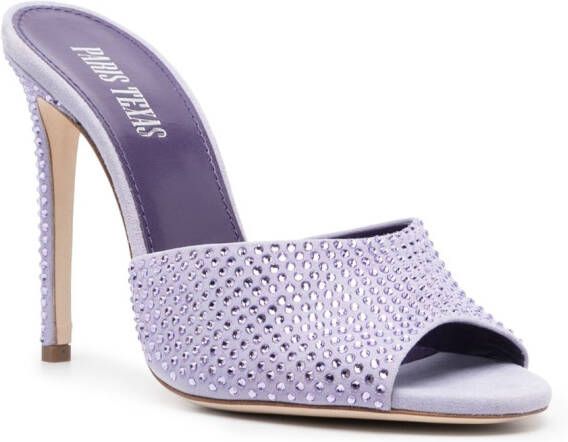 Paris Texas 110 mm leren sandalen met kristallen Paars
