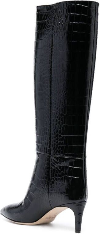 Paris Texas Stiletto laarzen met krokodillen-reliëf Zwart