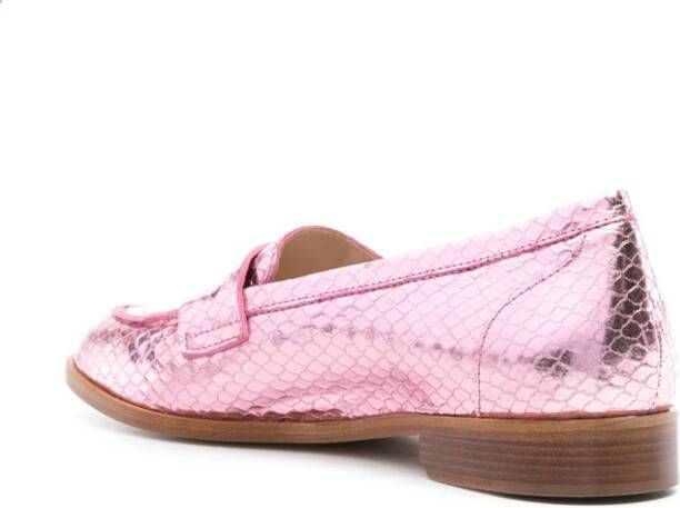 P.A.R.O.S.H. Metallic loafers met slangenleer-effect Roze