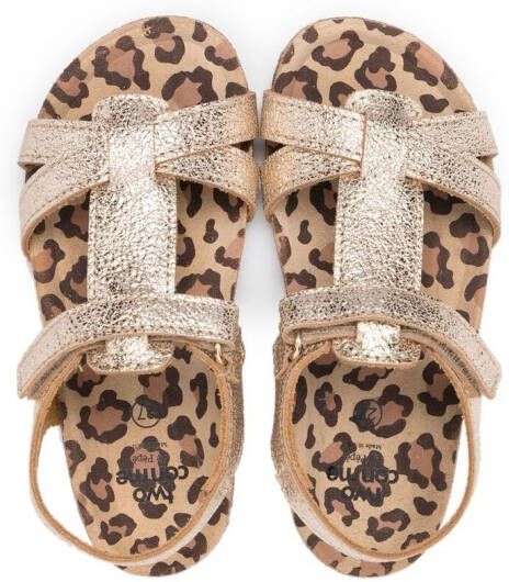 Pèpè Golden sandalen met luipaardprint Goud